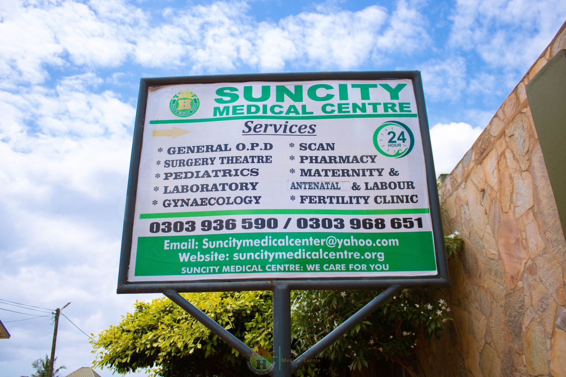 Suncity Medical Centre services signboard